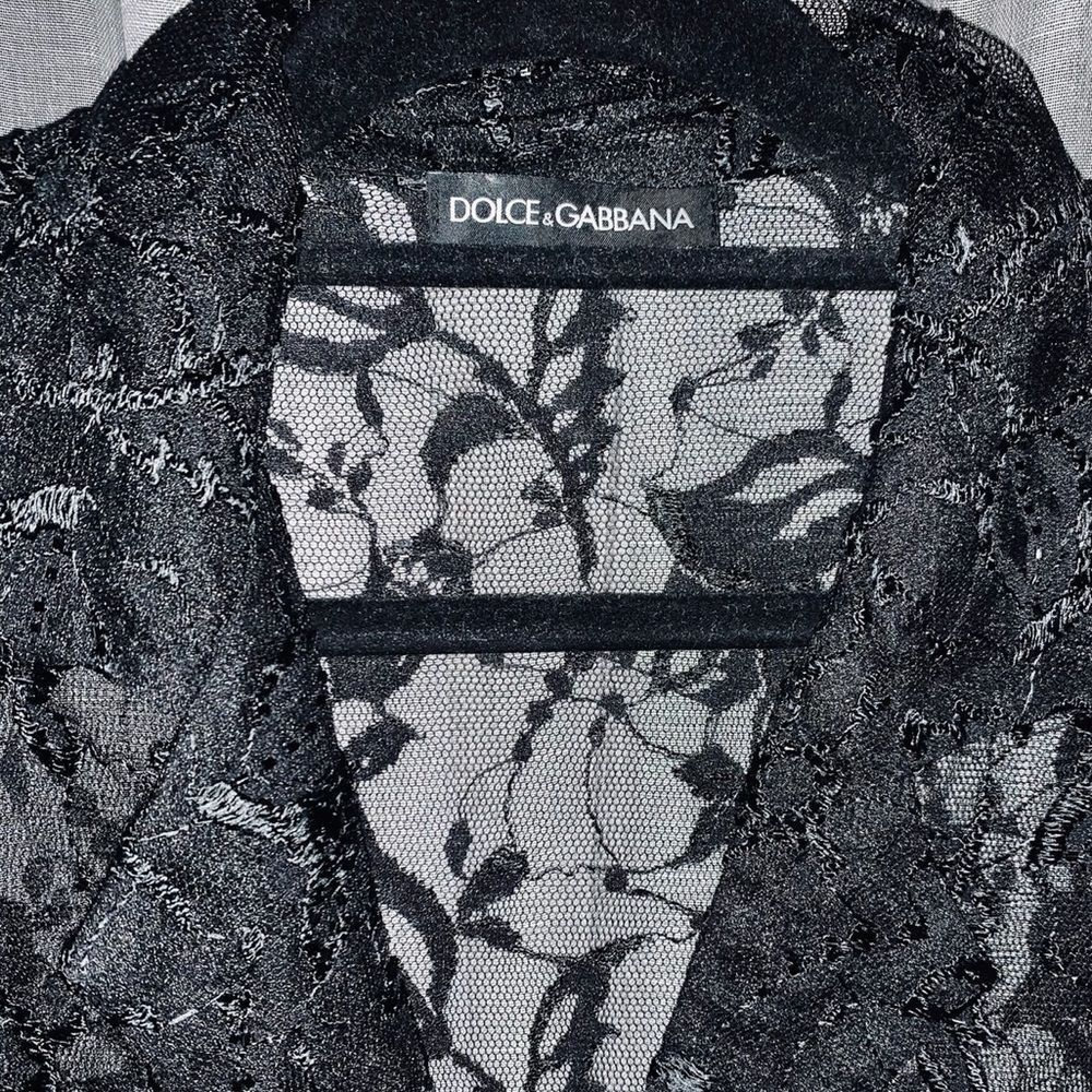 Dolce & Gabbana Black Lace Collar Button Down Top - Picture 3 of 5
